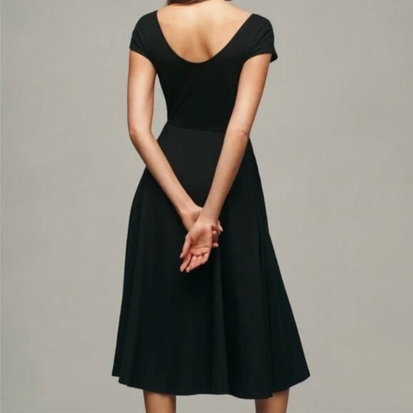 Reformation Brynn V-Neck Midi Dress Black L - Picture 3 of 12
